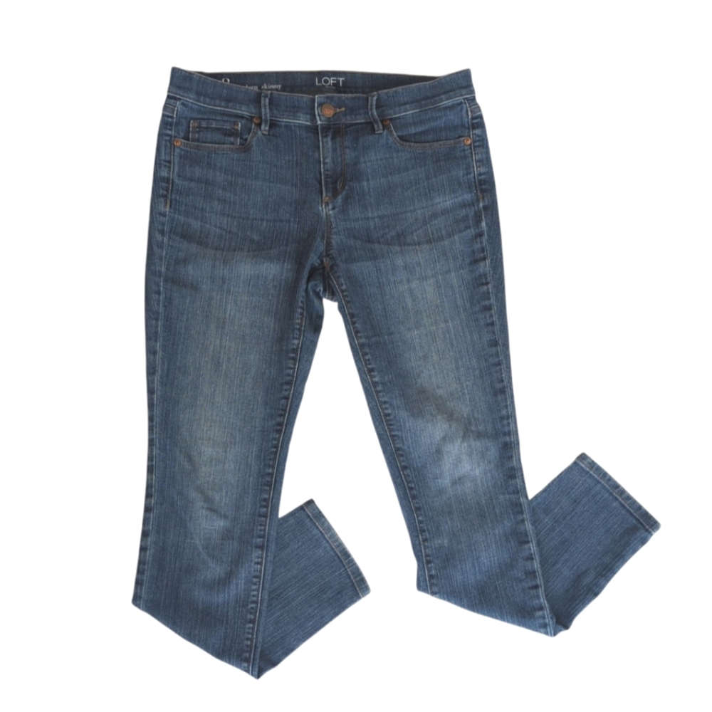 Ann Taylor Loft Outlet Distressed Modern Skinny Jeans 8 Blue Pockets
